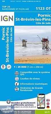 I.G.N Carte au 1-25.000ème - TOP 25 - 1123 OT - Pornic - Saint-Brévin-les-Pins - Côte de Jade