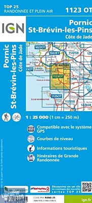 I.G.N Carte au 1-25.000ème - TOP 25 - 1123 OT - Pornic - Saint-Brévin-les-Pins - Côte de Jade