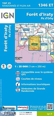I.G.N - Carte au 1-25.000ème - TOP 25 - 1346 ET - Forêt d'Iraty - Pic d'Orhy