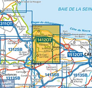 I.G.N - Carte au 1-25.000ème - TOP 25 - Pointe du Hoc - Omaha Beach - Forêt domaniale de Cerisy