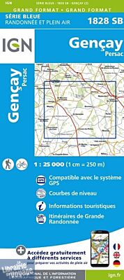 I.G.N - Carte au 1-25.000ème - Série bleue - 1828 SB - Gençay - Persac