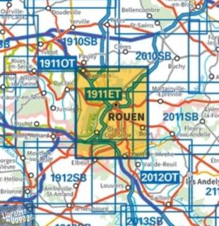 I.G.N - Carte au 1-25.000ème - Série bleue TOP 25 - 1911ET - Rouen - Forêts Rouennaises - PNR des boucles de la Seine Normande