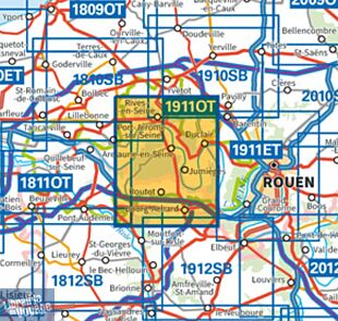 I.G.N - Carte au 1-25.000ème - TOP 25 - 1911 OT - Forêts de Brotonne et du Trait-Maulévrier - PNR de Brotonne