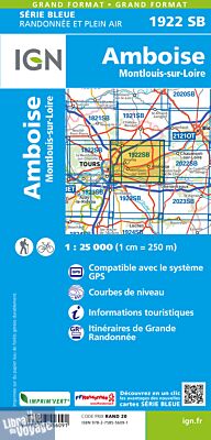 I.G.N - Carte au 1-25.000ème - Série bleue - 1922 SB - Amboise - Montlouis sur Loire