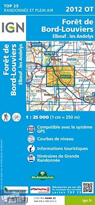 I.G.N - Carte au 1-25.000ème - Série bleue Top 25 - 2012OT - Forêt de Bord-Louviers - Elbeuf - Les Andelys