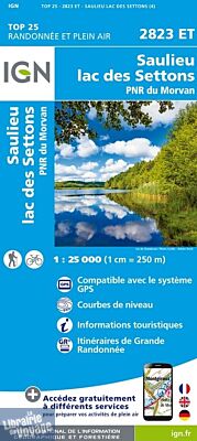 I.G.N - Carte au 1-25.000ème - Série bleue Top 25 - 2823ET - Saulieu - Lac des Settons - PNR du Morvan