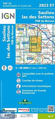 I.G.N - Carte au 1-25.000ème - Série bleue Top 25 - 2823ET - Saulieu - Lac des Settons - PNR du Morvan