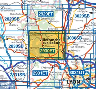 I.G.N - Carte au 1-25.000ème - TOP 25 - 2930 ET - Villefranche-sur-Saône - Vallée de l'Azergues - Beaujolaises