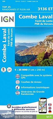 I.G.N - Carte au 1-25.000ème - TOP 25 - 3136 ET - Combe-Laval - Forêt de Lente - PNR du Vercors