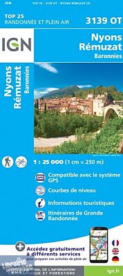 I.G.N - Carte au 1-25.000ème - Série bleue Top 25 - 3139OT - Nyons - Rémuzat - Baronnies