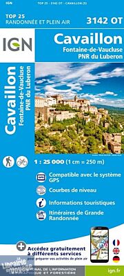 I.G.N - Carte au 1-25.000ème - Série bleue Top 25 - 3142OT - Cavaillon - Fontaine-de-Vaucluse - PNR du Luberon