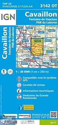 I.G.N - Carte au 1-25.000ème - Série bleue Top 25 - 3142OT - Cavaillon - Fontaine-de-Vaucluse - PNR du Luberon