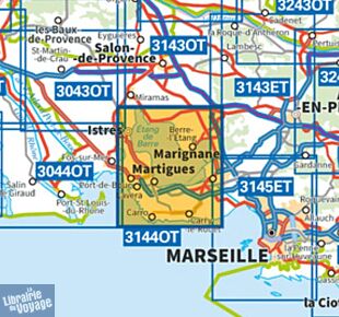 I.G.N - Carte au 1-25.000ème - TOP 25 - 3144 OT - Etang de Berre - Istres - Marignane - Martigues