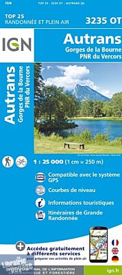 I.G.N Carte au 1-25.000ème - TOP 25 - 3235 OT - Autrans - Gorges de la Bourne - PNR du Vercors