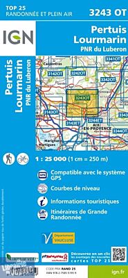 I.G.N Carte au 1-25.000ème - TOP 25 - 3243 OT - Pertuis - Lourmarin - PNR du Luberon