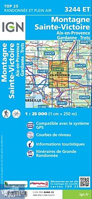 I.G.N - Carte au 1-25.000ème - Série bleue Top 25 - 3244ET - Montagne Sainte Victoire - Aix en Provence - Gardanne - Trets