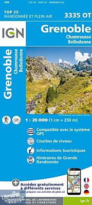 I.G.N - Carte au 1-25.000ème - TOP 25 - 3335 OT - Grenoble - Chamrousse - Belledonne