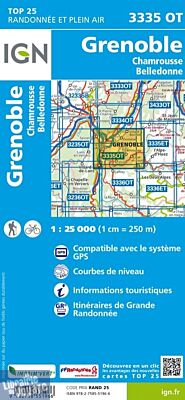 I.G.N - Carte au 1-25.000ème - TOP 25 - 3335 OT - Grenoble - Chamrousse - Belledonne