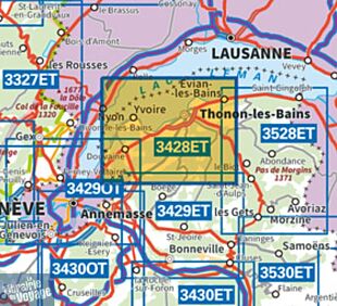 I.G.N Carte au 1-25.000ème - TOP 25 - 3428 ET - Thonon-les-Bains - Evian-les-Bains - Lac Léman