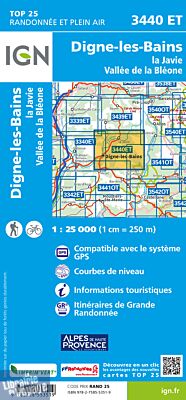 I.G.N - Carte au 1-25.000ème - TOP 25 - 3440 ET - Digne-les-Bains - La Javie - Vallée de la Bléone