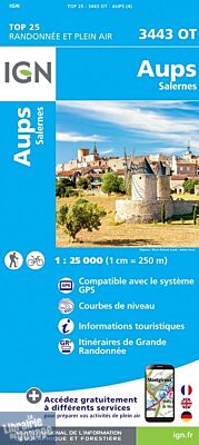 I.G.N - Carte au 1-25.000ème - Série bleue TOP 25 - 3443OT - Aups - Salernes