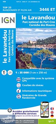I.G.N Carte au 1-25.000ème - TOP 25 - 3446 ET - Le Lavandou - Parc National de Port Cros - Corniche des Maures