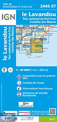I.G.N Carte au 1-25.000ème - TOP 25 - 3446 ET - Le Lavandou - Parc National de Port Cros - Corniche des Maures