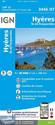 I.G.N - Carte au 1-25.000ème - Série bleue Top 25 - 3446OT - Hyères - Île de Porquerolles