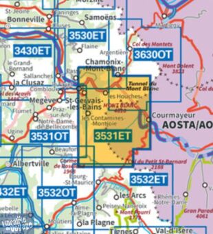 I.G.N Carte au 1-25.000ème - TOP 25 - 3531 ET - Saint-Gervais-les-Bains - Massif du Mont-Blanc