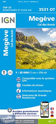 I.G.N - Carte au 1-25.000ème - TOP 25 - 3531 OT - Megève - Col des Aravis