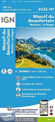 I.G.N - Carte au 1-25.000ème - Série bleue TOP 25 - 3532OT - Massif du Beaufortain - Moûtiers - La Plagne