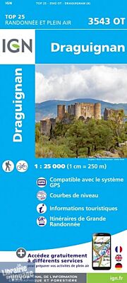 I.G.N - Carte au 1-25.000ème - Série bleue Top 25 - 3543OT - Draguignan