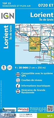 I.G.N - Carte au 1-25.000ème - TOP 25 - 0720ET - Lorient - Île de Groix