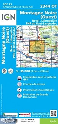 I.G.N - Carte au 1-25.000ème - TOP 25 - 2344OT - Montagne Noire (ouest) - Revel - Labruguière - PNR du Haut-Languedoc