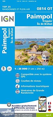 I.G.N - Carte au 1-25.000ème - Top 25 - 0814 OT - Paimpol - Tréguier - Île de Bréhat 