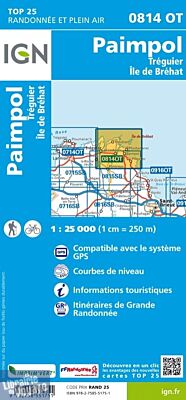 I.G.N - Carte au 1-25.000ème - Top 25 - 0814 OT - Paimpol - Tréguier - Île de Bréhat 