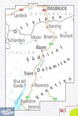 BVA & ADFC Verlag - Carte indéchirable Vélo n°28 - Südtirol, Trentino, Gardasee (Sud-Tyrol, Trentin, Lac de Garde - Via Claudia Augusta d'Innsbruck à Vérone)