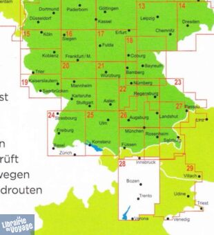 BVA & ADFC Verlag - Carte indéchirable Vélo n°28 - Südtirol, Trentino, Gardasee (Sud-Tyrol, Trentin, Lac de Garde - Via Claudia Augusta d'Innsbruck à Vérone)