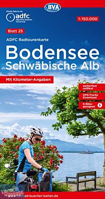BVA & ADFC Verlag - Carte vélo indéchirable - Allemagne n°25 - Bodensee (lac de Constance) - Schwäbische Alb