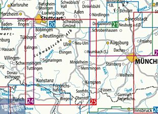 BVA & ADFC Verlag - Carte vélo indéchirable - Allemagne n°25 - Bodensee (lac de Constance) - Schwäbische Alb