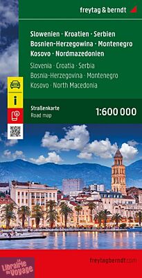 Freytag & Berndt - Carte de Slovénie - Croatie - Serbie - Bosnie-Herzégovine - Kosovo - Macédoine du nord - Monténégro
