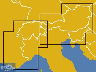 Cartotrain - Carte des Alpes (6 pays) - Voyage en train et bus