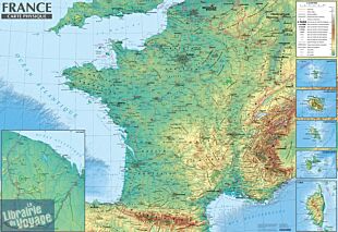 Express Map - Poster - Carte de France murale administrative et physique - Plastifiée (avec barres)