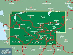 Freytag & Berndt - Carte d'Asie Centrale (Kazakhstan Sud - Kirgizstan -  Tadjikistan - Turkmenistan Est - Ouzbékistan)