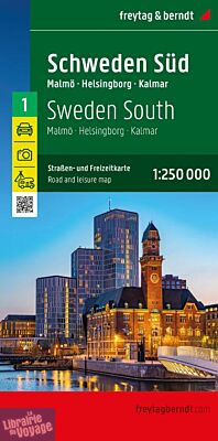 Freytag & Berndt - Carte de Suède - N°1 - Sud - Malmö - Helsingborg - Kalmar