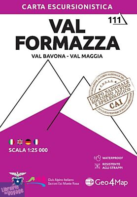 Geo4map editore - Carte de randonnées - Carte n°111 - Val Formazza (Val Bavona, Val Maggia)