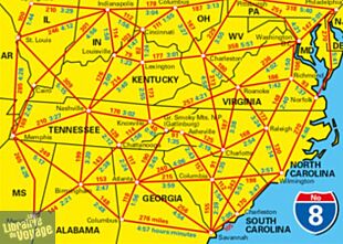 Hallwag - Carte régionale USA n°8 - Southeast (middle Atlantic, Appalachian moutains)