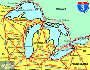 Hallwag - Carte régionale USA n°3 - Great Lakes (la région des grands lacs)