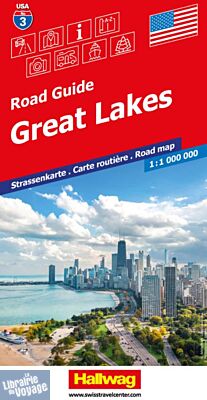 Hallwag - Carte régionale USA n°3 - Great Lakes (la région des grands lacs)