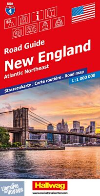 Hallwag - Carte régionale USA n°4 - Nouvelle-Angleterre (New England, Atlantic northeast)